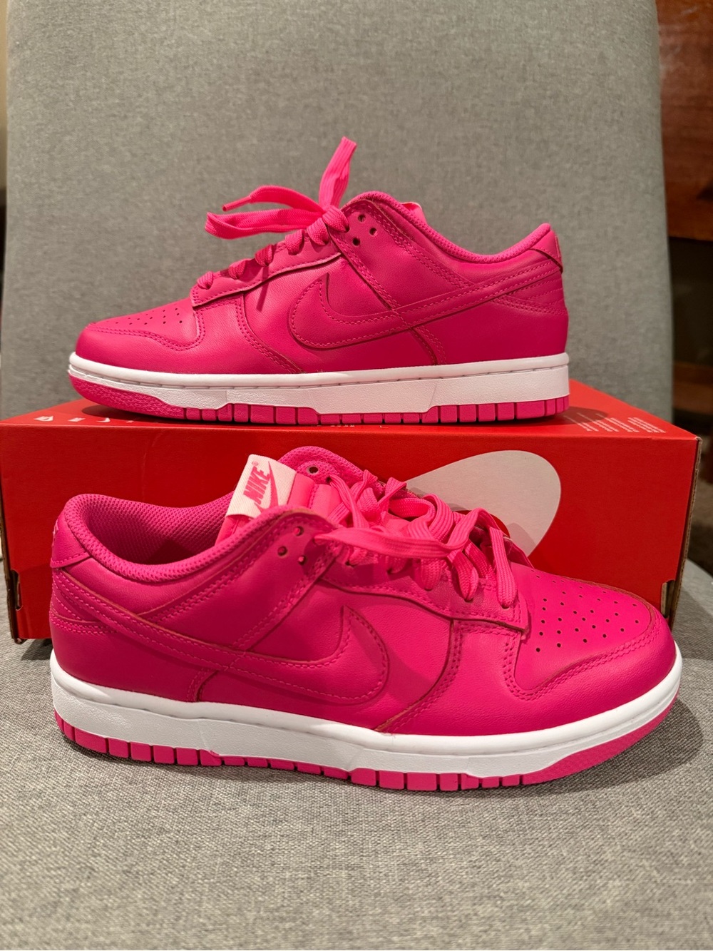 Nike Women's Dunk Low in Vibrant Hyper Pink-white